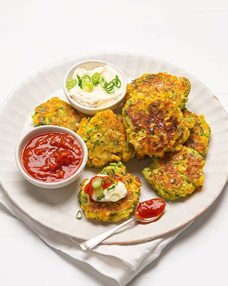 Corn and broccoli fritter bites