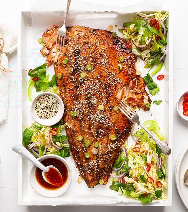 Soy & ginger salmon with herb slaw