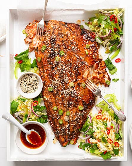 Soy & ginger salmon with herb slaw