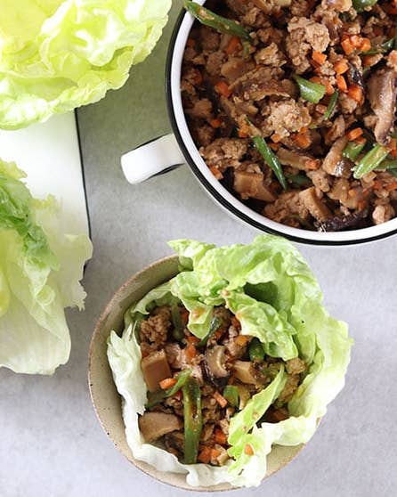 Spicy pork lettuce cups