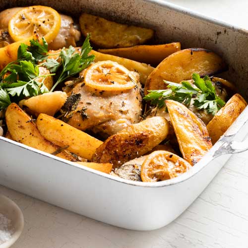 Traybake lemon and garlic chicken