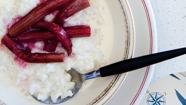 StovetopRicePuddingwithBakedRhubarb