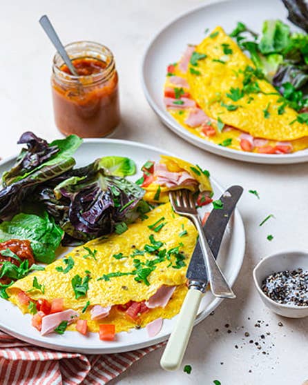 Ham and cheese omelettes