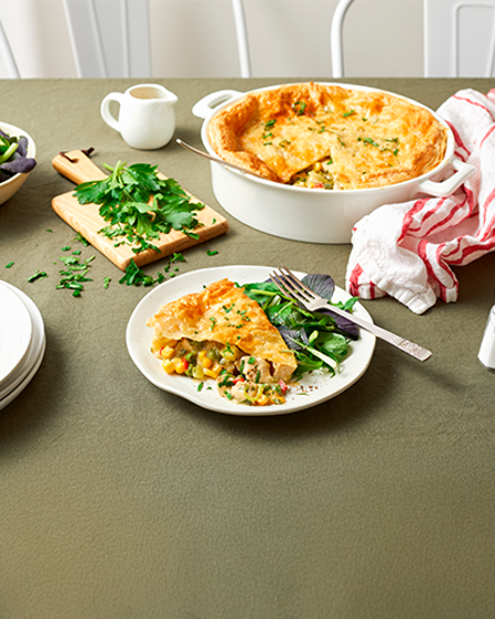 Creamy chicken and corn pie