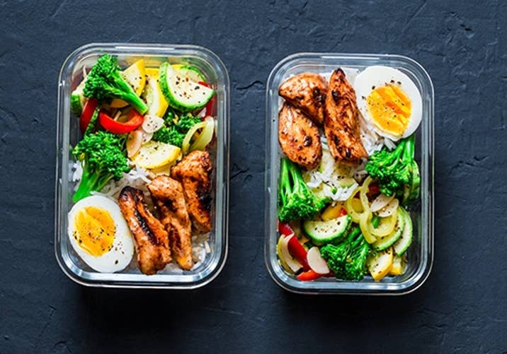 2 meal preps with vegetables chicken and boiled egg - resized